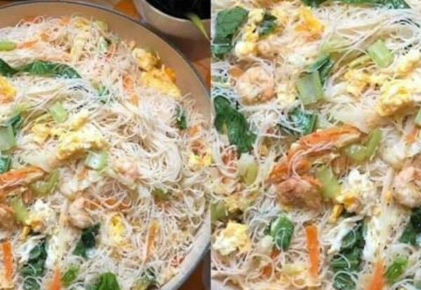 Bihun goreng dengan telur hancur