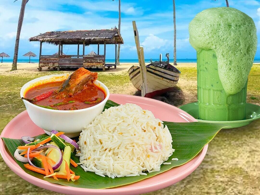 Nasi dagang dengan lauk di Atas Tol