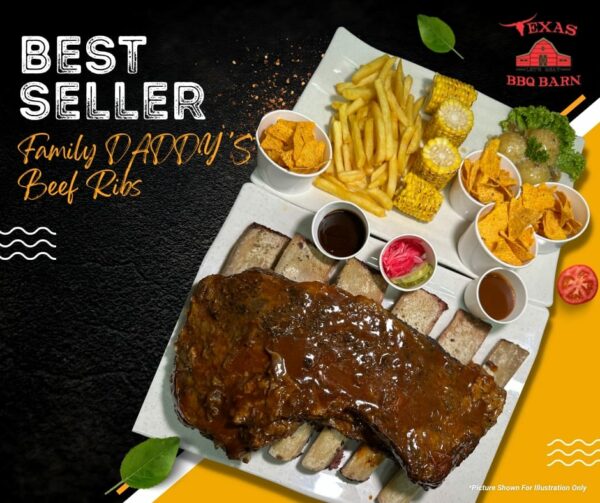 Hidangan BBQ di Texas BBQ Barn