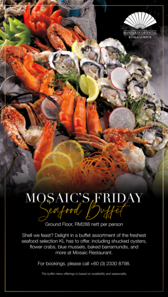 Sajian buffet di Mandarin Oriental Kuala Lumpur