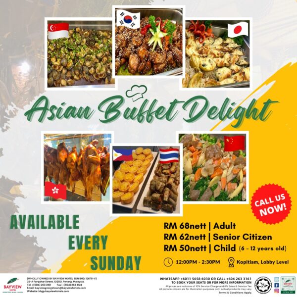 Spread makanan di Bayview Hotel Georgetown