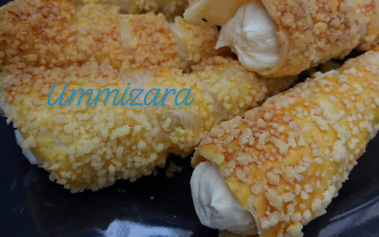 Creamhorn custard vanilla dengan crumble