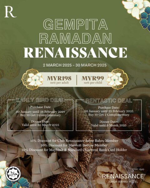 Hidangan buffet Ramadhan di Renaissance Johor Bahru