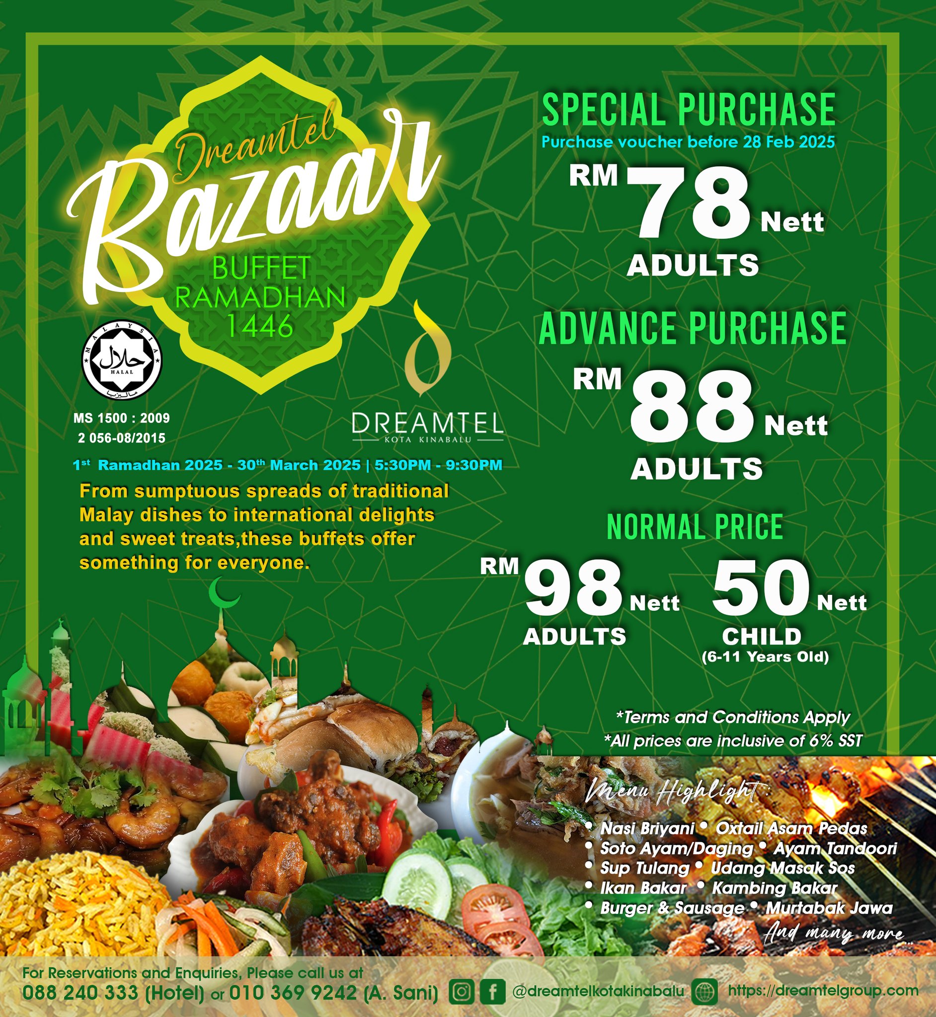 Sajian buffet Ramadhan di Dreamtel Kota Kinabalu